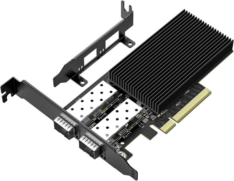 Vmin 10Gb SFP+ PCIe NIC Network Card with Dual 10Gbps SFP+ Port, Intel 82599(X520-DA2) Chip, 10G Ethernet LAN Adapter Support Windows7/8/10/11/Linux/VMware, Compatible with PCI Express X8 & X16 - Image 1